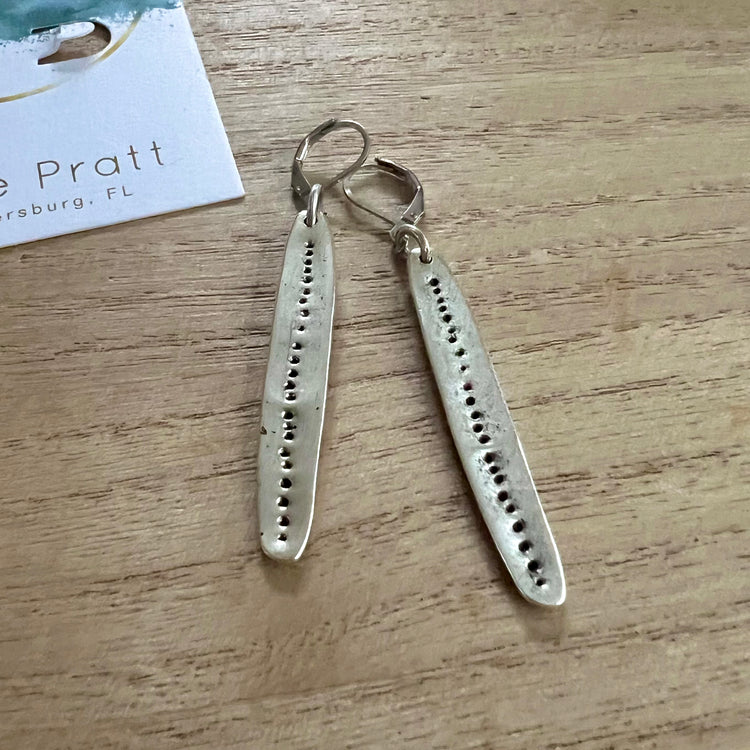 Crush Hammered Antique Silver Drop Statement Earrings
