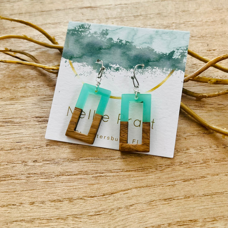 Porch Party Resin & Walnut Dangle Earrings