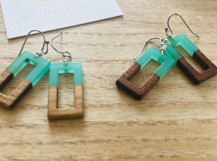 Porch Party Resin & Walnut Dangle Earrings