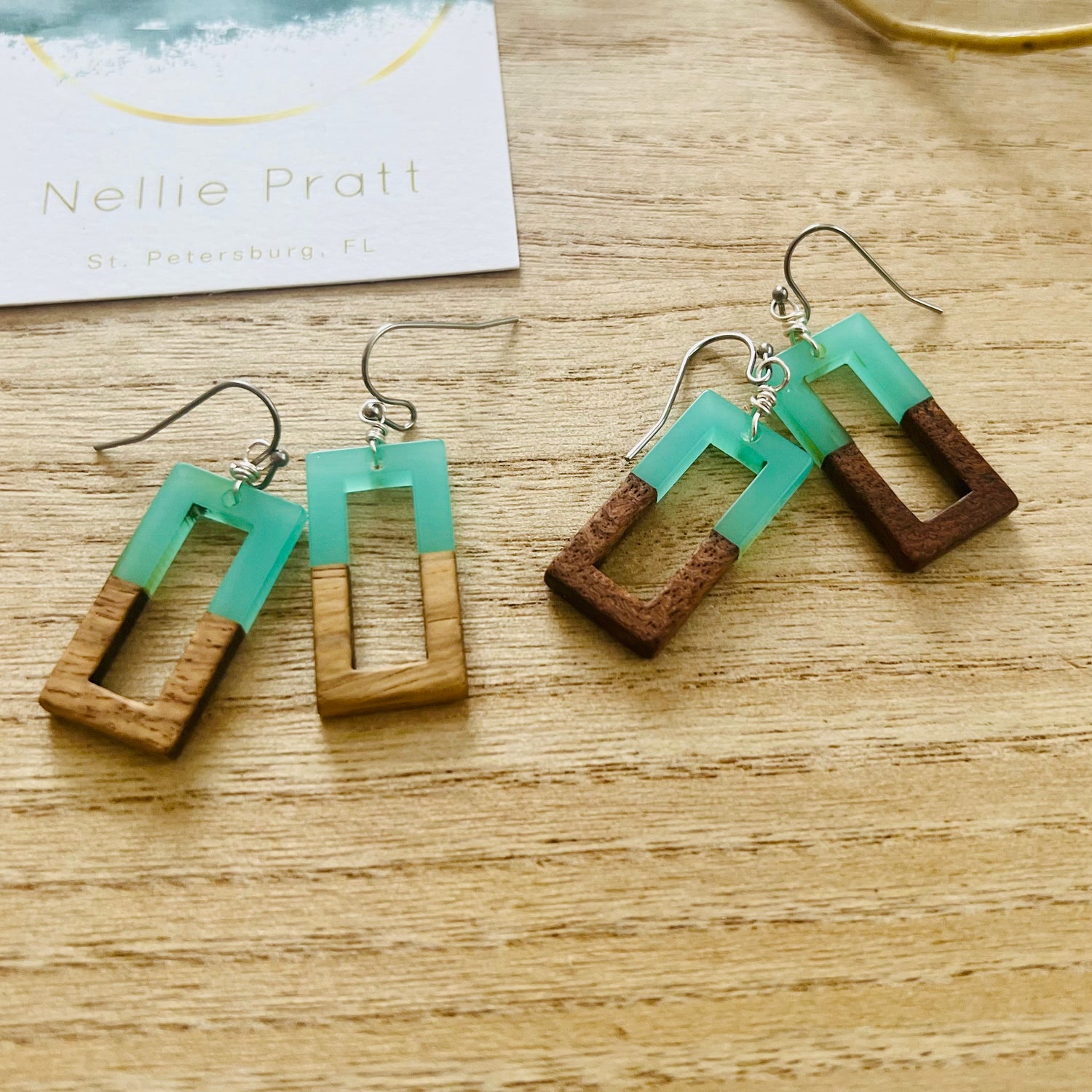 Porch Party Resin & Walnut Dangle Earrings