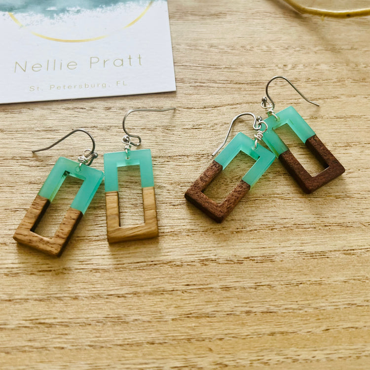 Porch Party Resin & Walnut Dangle Earrings