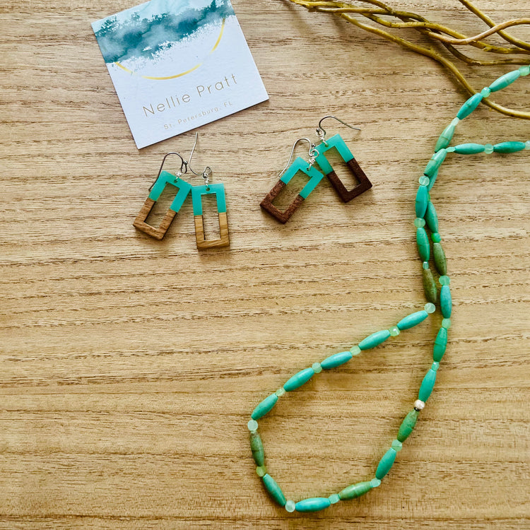 Porch Party Resin & Walnut Dangle Earrings