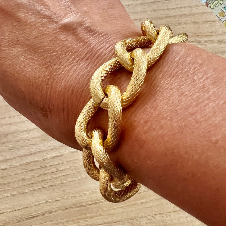 Loud Luxe Gold-Finished Chain & Shell Statement Bracelet
