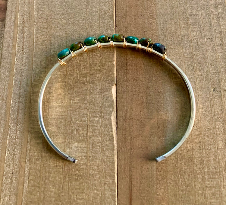 Text Me Turquoise Adjustable Silver-Plated Cuff Bracelet