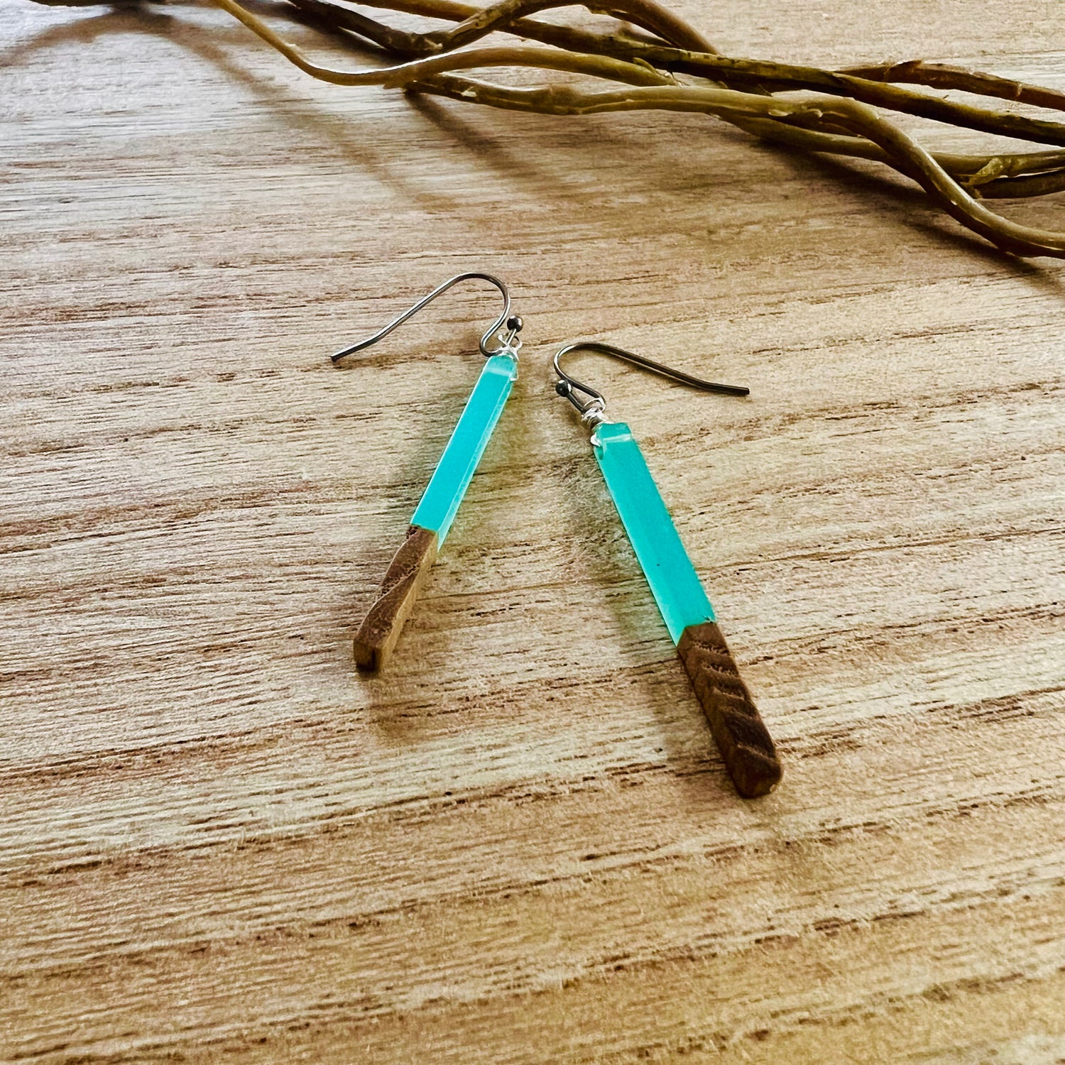 Driftaway Resin & Walnut Dangle Earrings