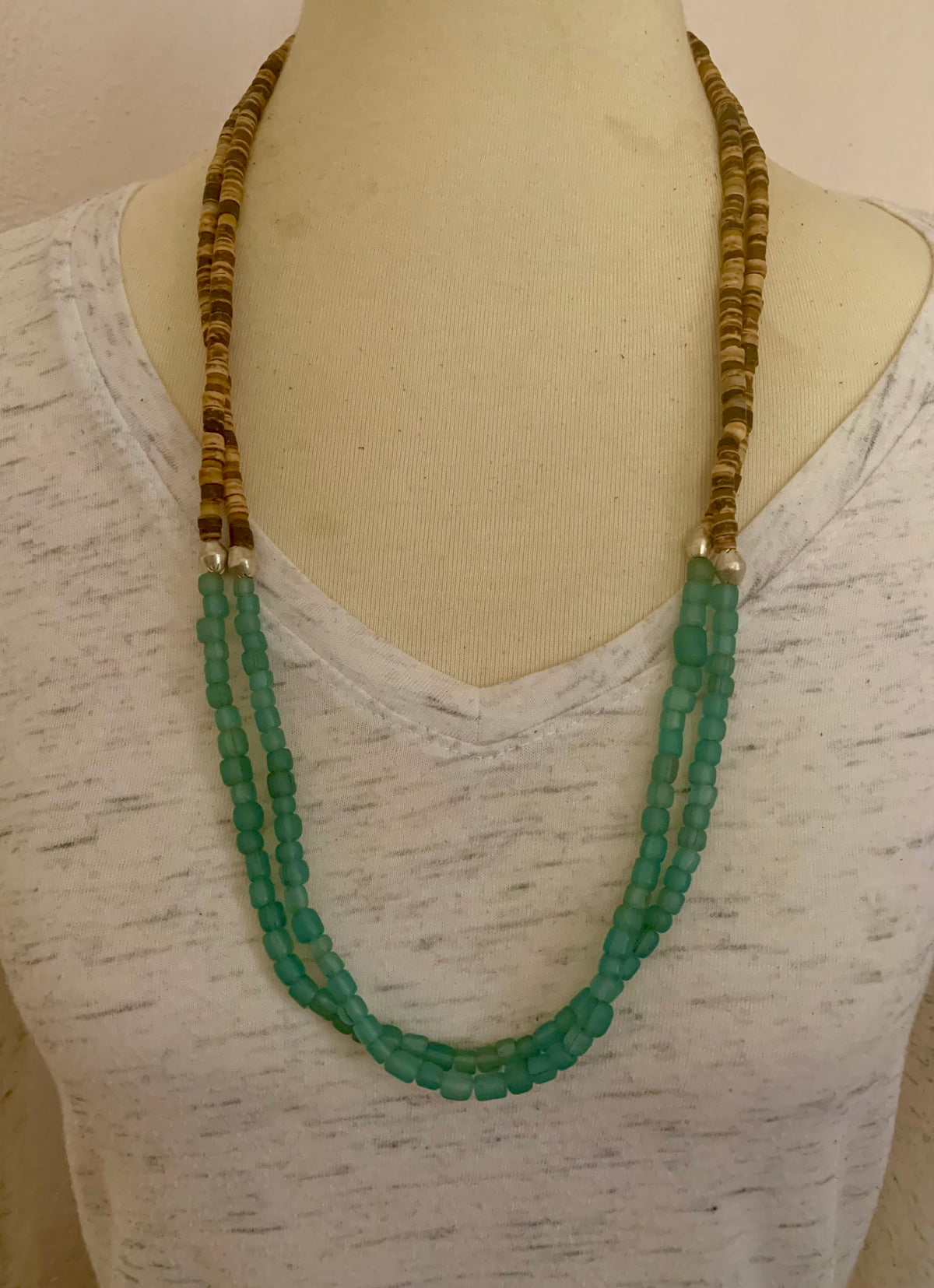 Daydreamer Fair Trade Java Glass & Shell Necklace
