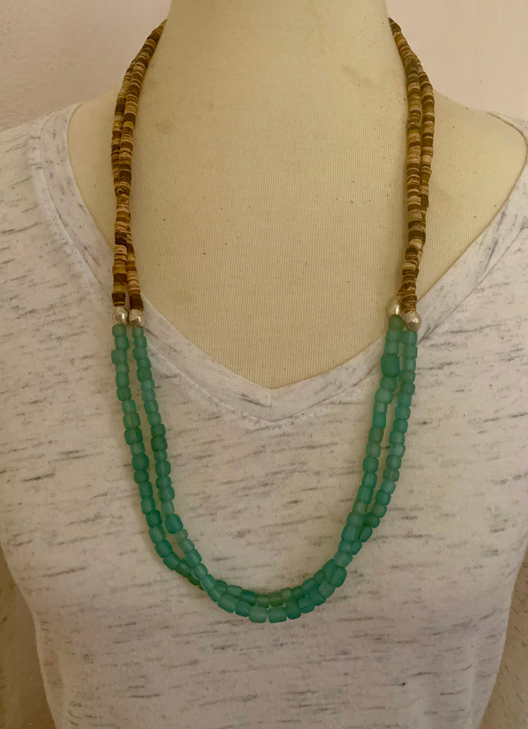 Daydreamer Fair Trade Java Glass & Shell Necklace