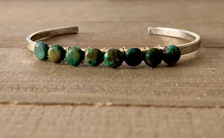 Text Me Turquoise Adjustable Silver-Plated Cuff Bracelet