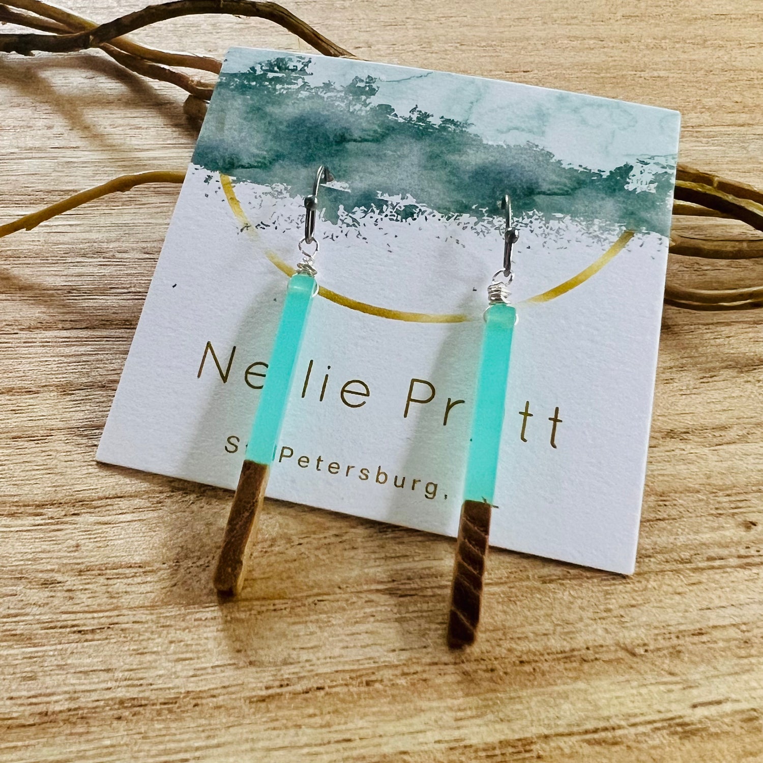 Driftaway Resin & Walnut Dangle Earrings