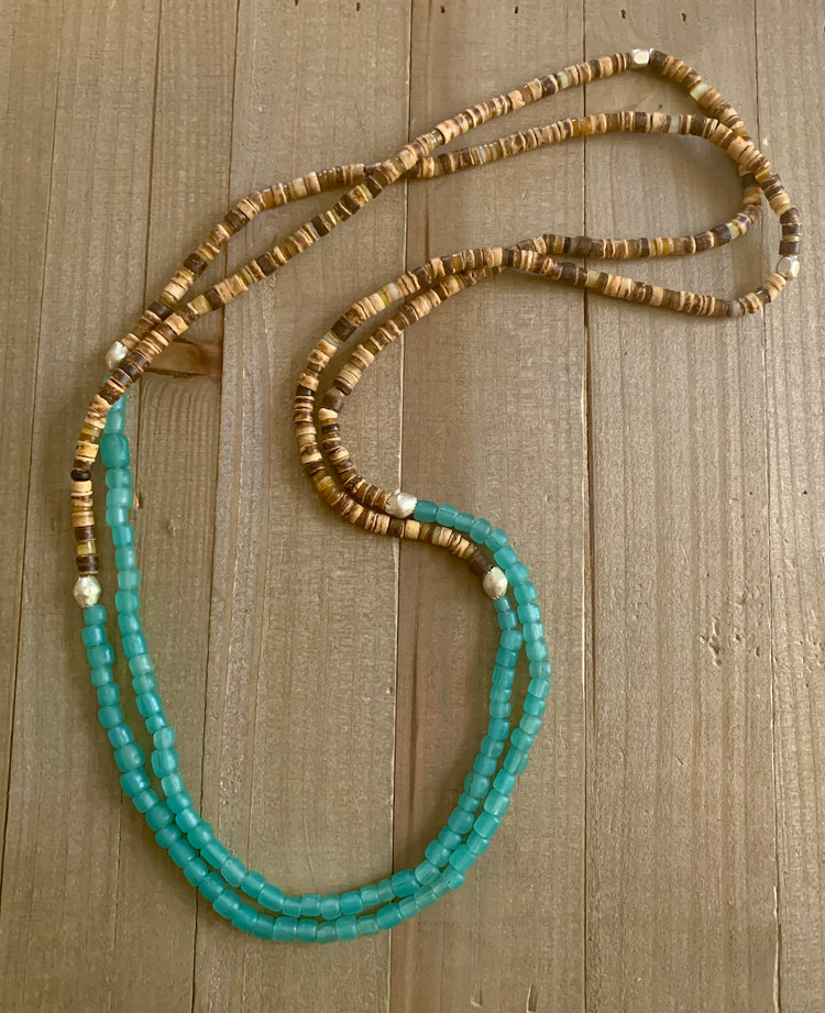 Daydreamer Fair Trade Java Glass & Shell Necklace