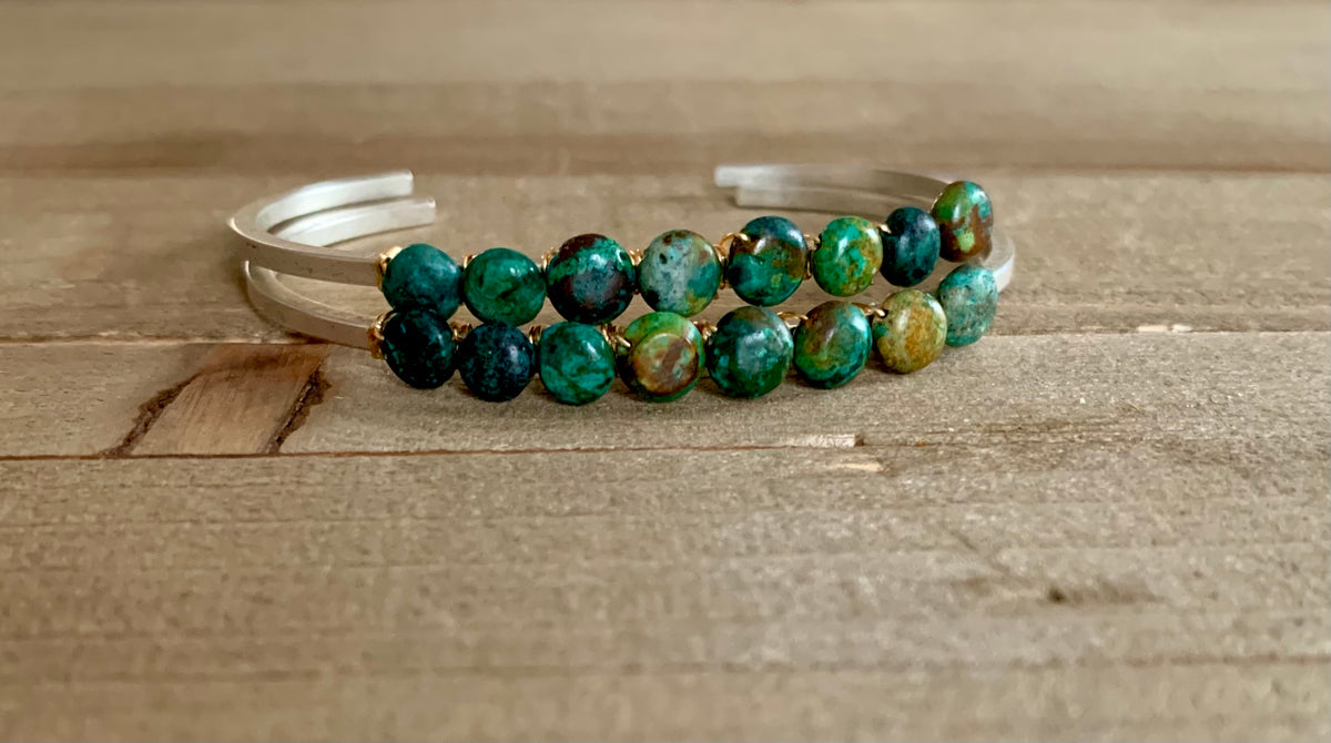 Text Me Turquoise Adjustable Silver-Plated Cuff Bracelet