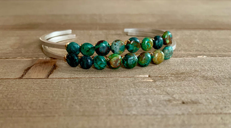 Text Me Turquoise Adjustable Silver-Plated Cuff Bracelet