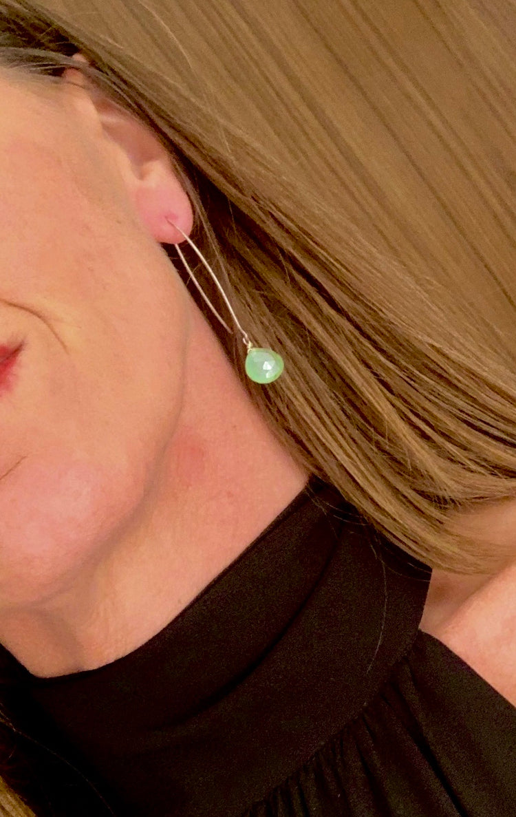 Festival Vibes Aqua Chalcedony Teardrop Dangle Earrings