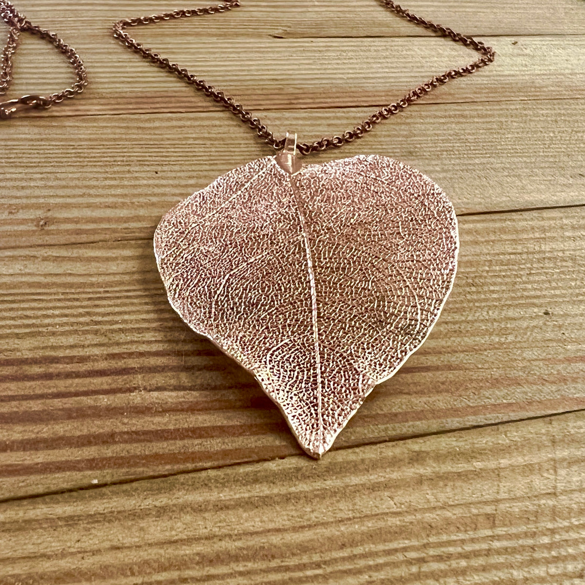 Afterparty Copper-Plated Skeleton Leaf & Chain Necklace