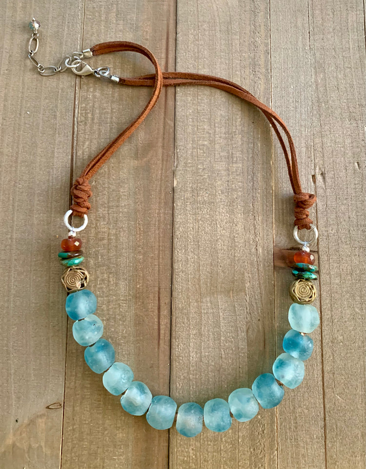 Beach Day fair trade andvegan leather summer beach neckalce