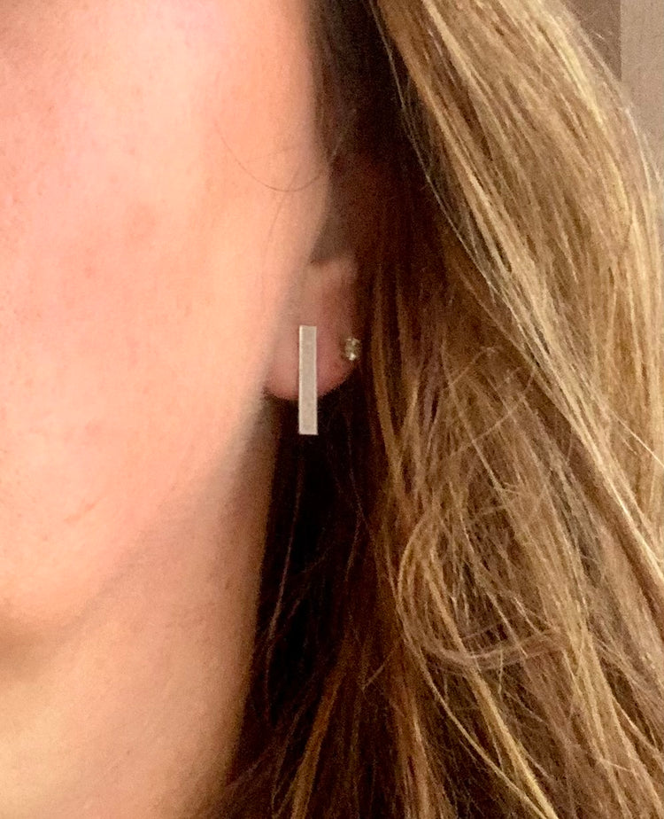 Rowdy Crowd Antique Silver Bar Stud Earrings